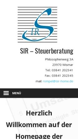 Vorschau der mobilen Webseite sir-steuerberatung.de, SIR Steuerberatung, Ilka Rompel