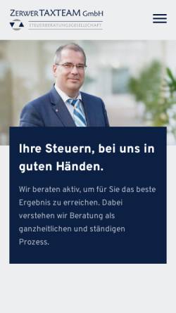 Vorschau der mobilen Webseite www.zerwer.de, Zerwer Taxteam Steuerberatungsgesellschaft mbH
