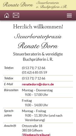 Vorschau der mobilen Webseite www.rdorn.de, Steuerberaterpraxis Renate Dorn