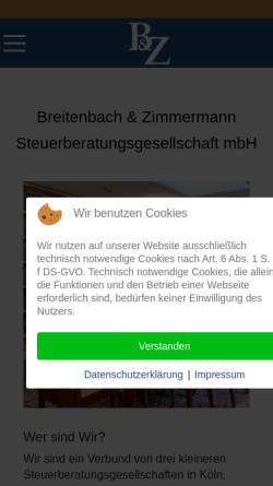Vorschau der mobilen Webseite www.breitenbach-und-zimmermann.de, Breitenbach & Zimmermann Steuerberatungsgesellschaft mbH