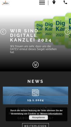 Vorschau der mobilen Webseite www.wsg-bielefeld.de, WSG - Wirtschaftsberatung Steuerberatungs Gesellschaft