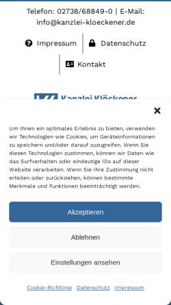 Vorschau der mobilen Webseite kanzlei-klöckener.de, Decker-Klöckener - Steuerberater