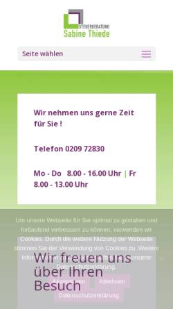 Vorschau der mobilen Webseite www.thiede-steuerberatung.de, Sabine Schabio Steuerberaterin