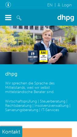 Vorschau der mobilen Webseite www.thp.de, Thp Treuhandpartner GmbH