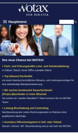Vorschau der mobilen Webseite www.wotax.de, Wotax Steuerberatungsgesellschaft mbH