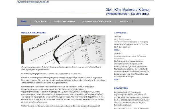 Vorschau von www.mktax.de, Dipl.-Kfm. Markward Krämer, Wirtschaftsprüfer & Steuerberater