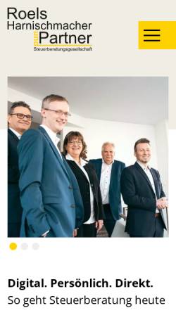 Vorschau der mobilen Webseite www.roels-harnischmacher-partner.de, Roels, Harnischmacher & Partner GmbH Steuerberatungsgesellschaft