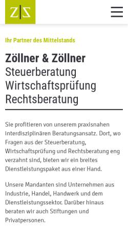 Vorschau der mobilen Webseite www.zoellner-zoellner.de, Zöllner & Zöllner GmbH