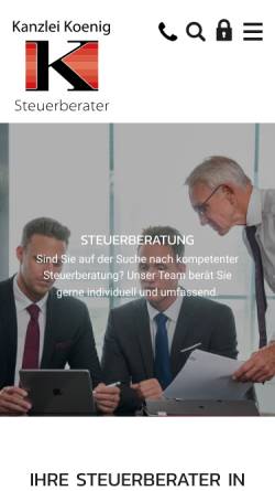 Vorschau der mobilen Webseite www.koenig-steuerberater.de, Günter Koenig - Steuerberater