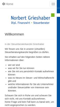 Vorschau der mobilen Webseite www.stb-grieshaber.de, Steuerberater Norbert Grieshaber