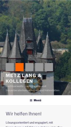 Vorschau der mobilen Webseite www.metz-lang.de, Metz, Lang & Kollegen