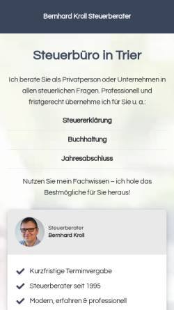 Vorschau der mobilen Webseite www.trier-steuerberatung.de, Steuerberater Kroll