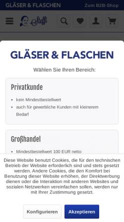 Vorschau der mobilen Webseite glaeserundflaschen.de, Gläser und Flaschen - Stefanie Burmeister