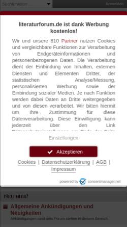 Vorschau der mobilen Webseite www.literaturforum.de, Literatur-Forum