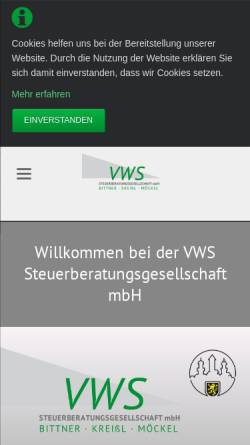 Vorschau der mobilen Webseite www.vws-steuerberatung.de, VWS Steuerberatungsgesellschaft mbH