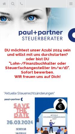Vorschau der mobilen Webseite www.steuerkanzlei-paul.de, Paul & Partner