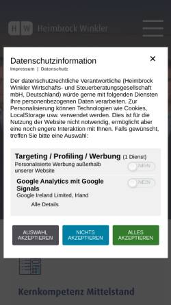 Vorschau der mobilen Webseite www.heimbrock-winkler.de, RHE-EL Heimbrock Winkler Wirtschafts- und Steuerberatungsgesellschaft mbH