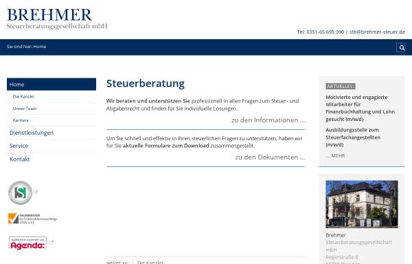 Vorschau von www.brehmer-steuer.de, Brehmer Steuerberatungsgesellschaft mbH