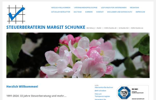 Vorschau von www.stbschunke.de, Steuerbüro Schunke, Inh. Dipl.-Oec. Margit Schunke