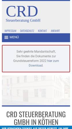 Vorschau der mobilen Webseite www.crd-steuerberatung.de, CRD Steuerberatungsgesellschaft mbH