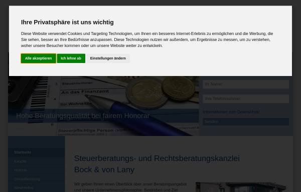 Vorschau von www.steuerberatung-bock.de, Gerhard Bock & Martin Bock & Kai von Lany GbR