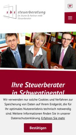 Vorschau der mobilen Webseite sbs-kiel.de, Sbs Steuerberatung Dr. Sturm & Partner mbB
