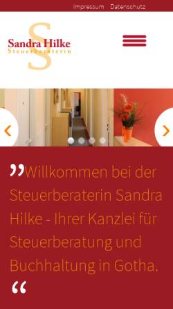 Vorschau der mobilen Webseite www.steuerberaterin-hilke.de, Steuerberatungskanzlei Sandra Hilke