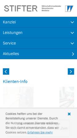Vorschau der mobilen Webseite www.stifter-wt.at, Kanzlei Dr. Eva Stifter