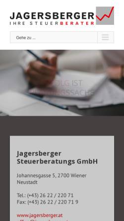 Vorschau der mobilen Webseite www.jagersberger.at, Walter Jagersberger SteuerberatungsGmbH
