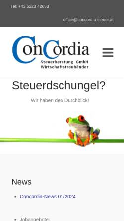 Vorschau der mobilen Webseite www.concordia-steuer.at, Concordia Steuerberatungs GmbH