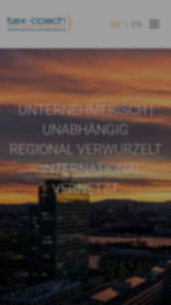 Vorschau der mobilen Webseite www.taxcoach.at, Taxcoach Wirtschaftsprüfung und Steuerberatung GmbH