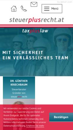 Vorschau der mobilen Webseite www.steuerplusrecht.at, Wirtschaftstreuhandkanzlei Dr. Günther Kriechbaum Steuerberatung GmbH