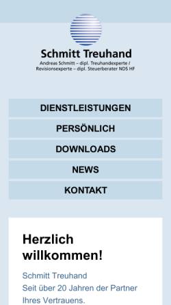 Vorschau der mobilen Webseite www.schmitt-treuhand.ch, Schmitt Treuhand, Inh. Dipl.-Treuhandexperte Andreas Schmitt