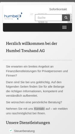 Vorschau der mobilen Webseite www.humbel-treuhand.ch, Humbel Treuhand AG
