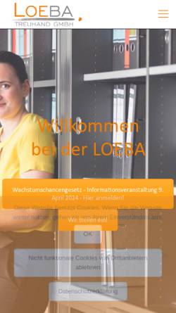 Vorschau der mobilen Webseite www.loeba.de, Loeba Treuhand GmbH Wirtschaftsprüfungsgesellschaft Steuerberatungsgesellschaft