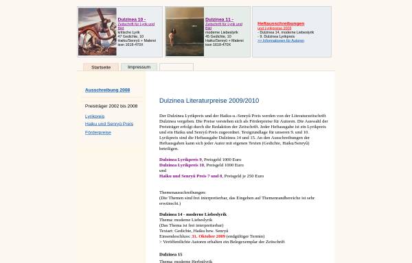 Vorschau von www.lyrikpreis.de, Dulzinea-Lyrikpreis für moderne & absurde Gedichte