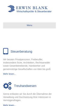 Vorschau der mobilen Webseite www.stb-blank.de, Steuerberatungs- & Wirtschaftsprüfungsbüro Dipl.-VW Erwin Blank