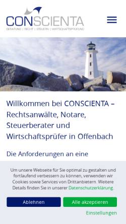 Vorschau der mobilen Webseite www.conscienta.de, FSW/KLGK Verwaltungs GbR