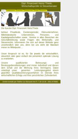 Vorschau der mobilen Webseite www.heinzthiele.de, Dipl. Finanzwirt Heinz Thiele Steuerberater und Wirtschaftsprüfer