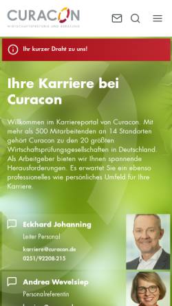 Vorschau der mobilen Webseite www.curacon.de, Curacon GmbH Wirtschaftsprüfungsgesellschaft