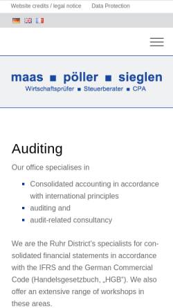 Vorschau der mobilen Webseite www.maas-poeller-sieglen.de, Maas-Pöller-Sieglen