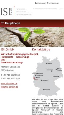 Vorschau der mobilen Webseite www.isi-saniert.de, ISI Wirtschaftsprüfungsgesellschaft mbH