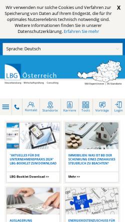 Vorschau der mobilen Webseite www.lbg.at, LBG Österreich GmbH Wirtschaftsprüfung & Steuerberatung