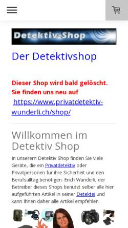 Vorschau der mobilen Webseite www.detektivshop.ch, Detektiv-Shop