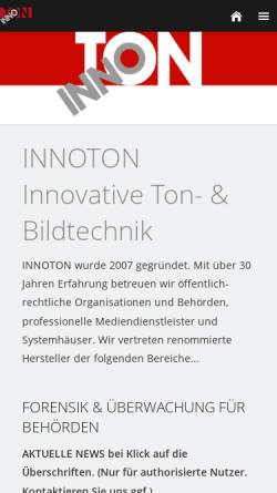 Vorschau der mobilen Webseite innoton.de, Innoton, innovative Ton- und Bildtechnik - Inh. Dipl.-Ing. Uwe Seyfert