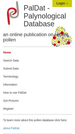 Vorschau der mobilen Webseite www.paldat.org, PalDat, Palynological Database - Verein zur Förderung der palynologischen Forschung in Österreich