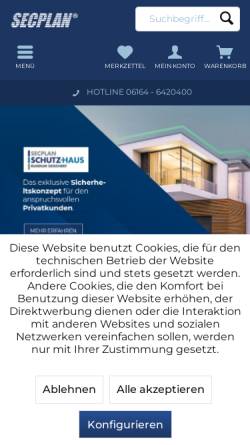 Vorschau der mobilen Webseite www.videofied.de, Secplan Technik GmbH