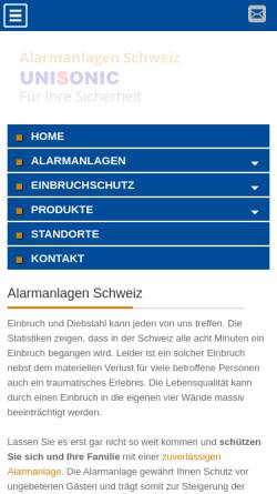 Vorschau der mobilen Webseite www.alarmanlagen-schweiz.ch, Sekenta AG