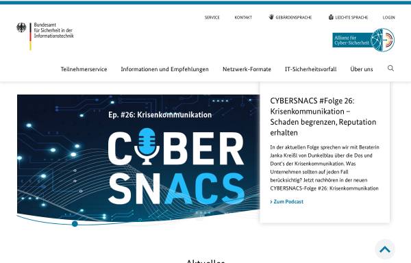 Vorschau von www.allianz-fuer-cybersicherheit.de, Allianz für Cyber-Sicherheit