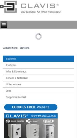 Vorschau der mobilen Webseite www.tresore.eu, Clavis Deutschland GmbH